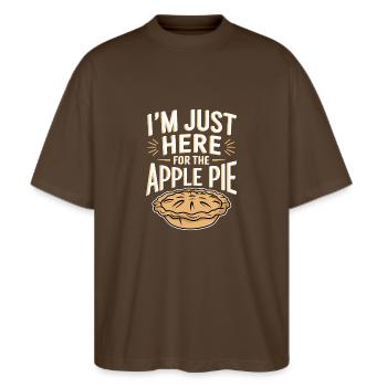 Apfelkuchen Spruch Lustiges Apple Pie Geschenk - Stanley/Stella Oversized Unisex Bio T-Shirt Blaster 2.0 - Dunkelbraun - Vorne - Alina (178cm) & Michal (187cm)