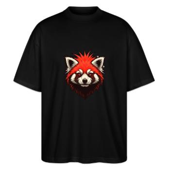 Panda punk roux - T-shirt bio Blaster 2.0 coupe oversize Stanley/Stella Unisexe - noir - Devant - Alina (178cm) & Michal (187cm)