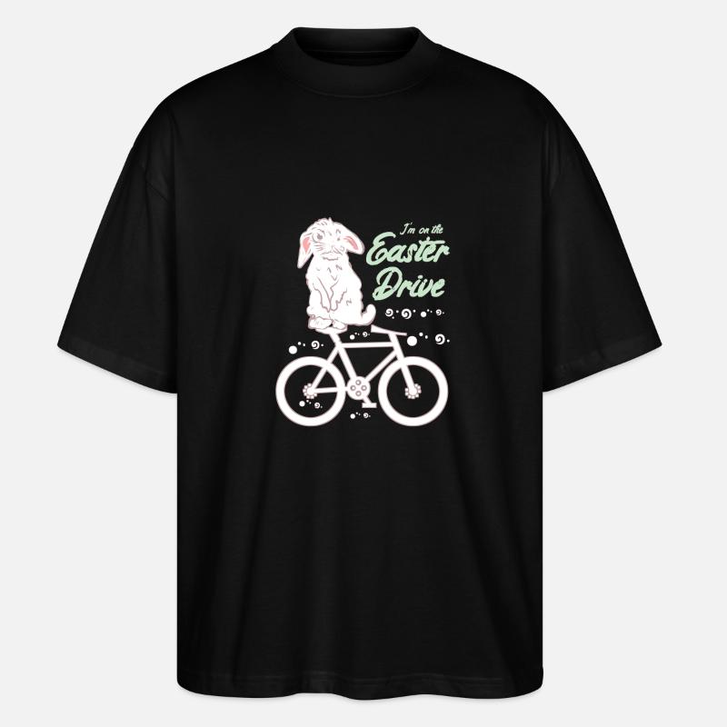 Easter bunny with bicycle - Stanley/Stella Oversized Unisex Organic T-shirt Blaster 2.0 - black