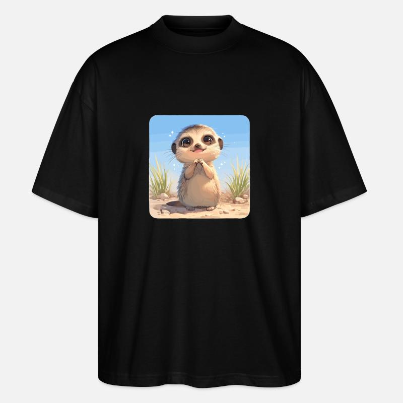 Meerkat Erdmännchen - Stanley/Stella Oversized Unisex Bio T-Shirt Blaster 2.0 - Schwarz