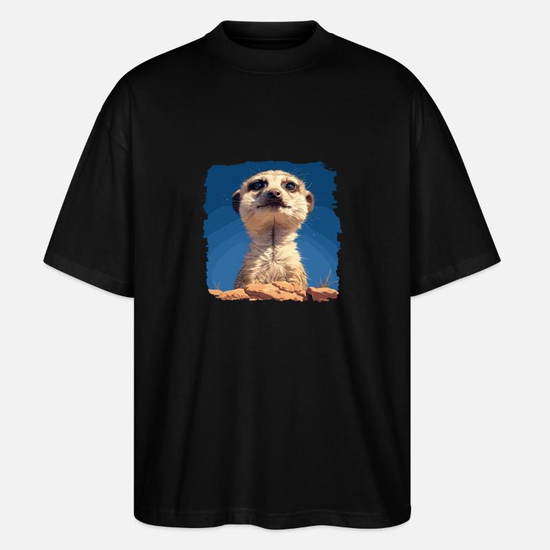 Meerkat Erdmännchen - Stanley/Stella Oversized Unisex Bio T-Shirt Blaster 2.0 - Schwarz