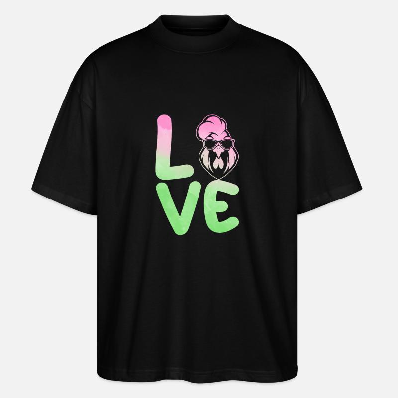 Hühner Hahn - Stanley/Stella Oversized Unisex Bio T-Shirt Blaster 2.0 - Schwarz