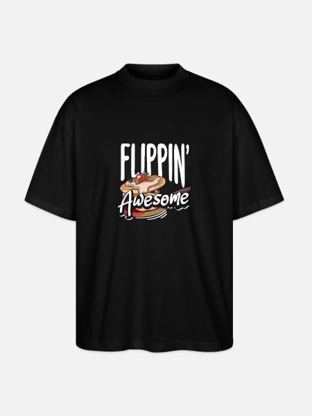 Pancakes Flippin' Awesome Breakfast - Stanley/Stella Oversized Unisex Organic T-shirt Blaster 2.0 - black