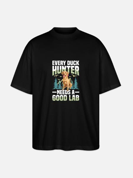 Hunting with Labrador - Stanley/Stella Oversized Unisex Organic T-shirt Blaster 2.0 - black
