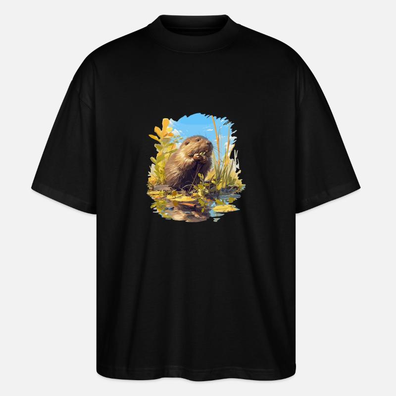 Bisamratten Bisamratte - Stanley/Stella Oversized Unisex Bio T-Shirt Blaster 2.0 - Schwarz