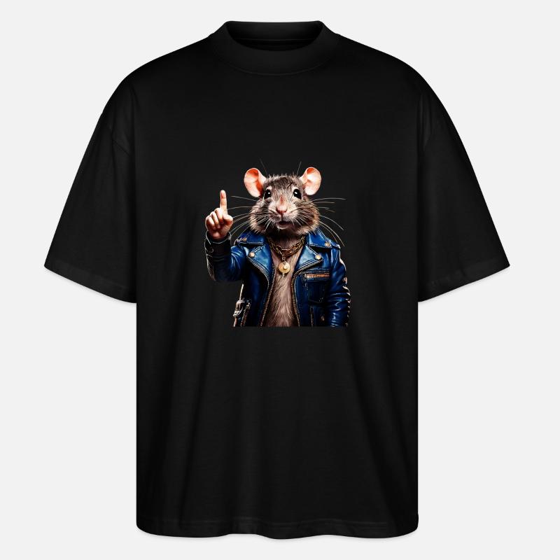RATTE hebt Zeigefinger - Stanley/Stella Oversized Unisex Bio T-Shirt Blaster 2.0 - Schwarz