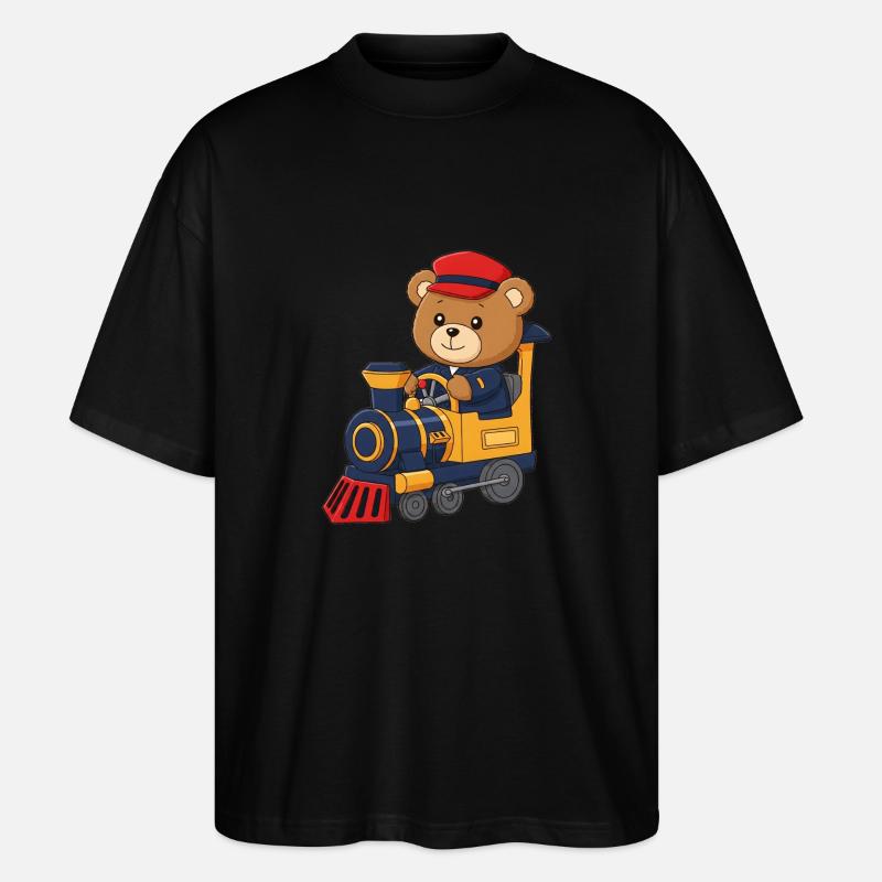 Teddy Bear Engine Driver - Stanley/Stella Oversized Unisex Organic T-shirt Blaster 2.0 - black
