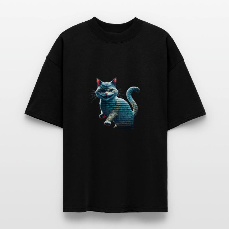 Tech cat avec code binaire pour les programmeurs et T-shirt bio Blaster 2.0 coupe oversize Stanley/Stella Unisexe