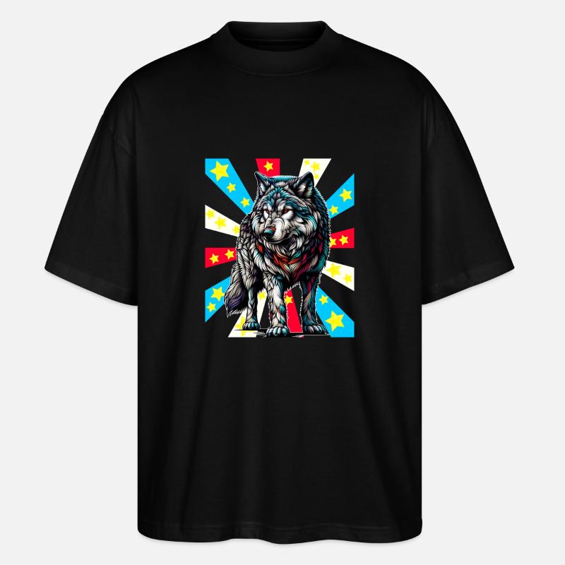 Tattoo Wolf Wölfe - Stanley/Stella Oversized Unisex Bio T-Shirt Blaster 2.0 - Schwarz