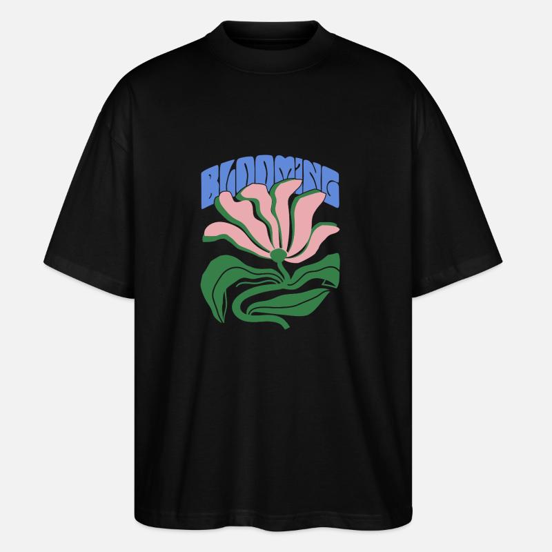 Blühende Stärke - Stanley/Stella Oversized Unisex Bio T-Shirt Blaster 2.0 - Schwarz