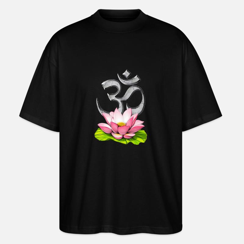 Symbole Om Fleur De Lotus - T-shirt bio Blaster 2.0 coupe oversize Stanley/Stella Unisexe - noir