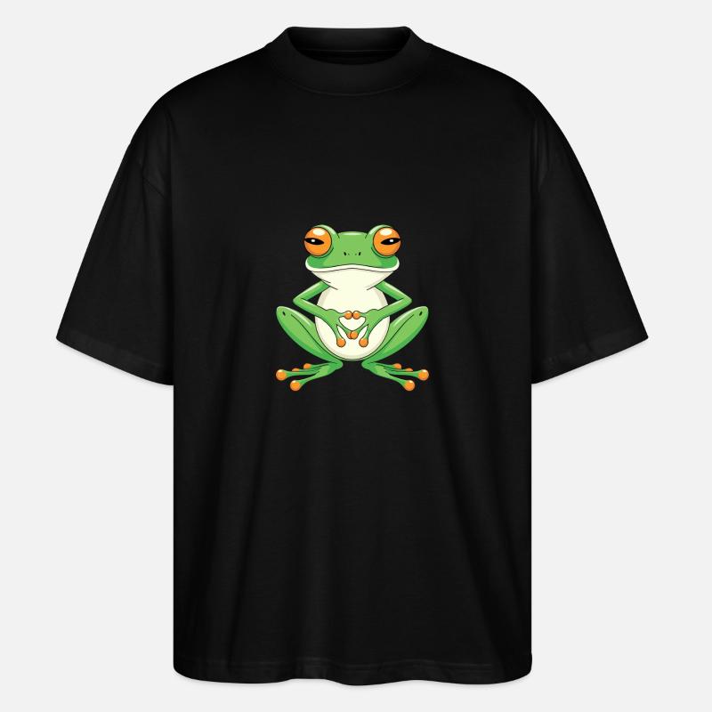 Meditierender Frosch Mit Großen Augen - Stanley/Stella Oversized Unisex Bio T-Shirt Blaster 2.0 - Schwarz