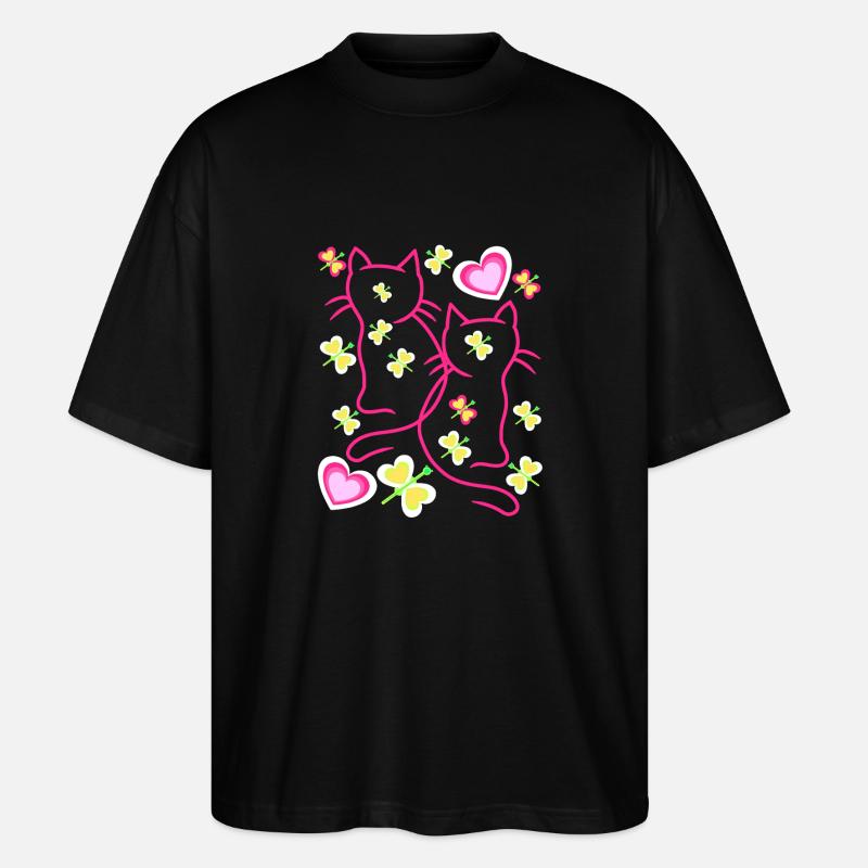 Chat Chats Chaton Valentine - T-shirt bio Blaster 2.0 coupe oversize Stanley/Stella Unisexe - noir