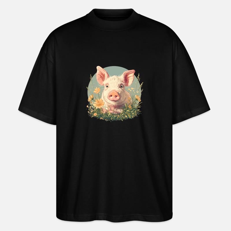 Schweine Schwein - Stanley/Stella Oversized Unisex Bio T-Shirt Blaster 2.0 - Schwarz