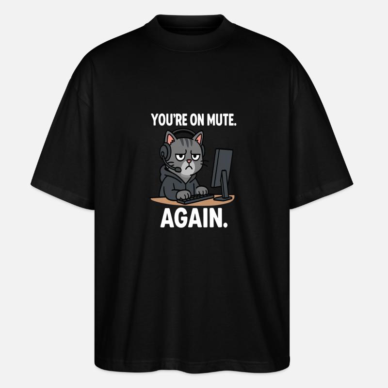 Homeoffice Katze - Stanley/Stella Oversized Unisex Bio T-Shirt Blaster 2.0 - Schwarz