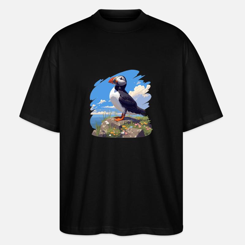 Papageientaucher - Stanley/Stella Oversized Unisex Bio T-Shirt Blaster 2.0 - Schwarz