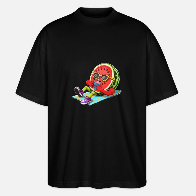 Relaxant pastèques illustration été - T-shirt bio Blaster 2.0 coupe oversize Stanley/Stella Unisexe - noir