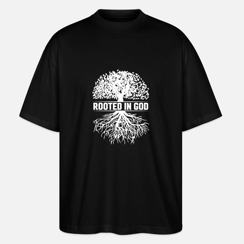Rooted In God - Stanley/Stella Oversized Unisex Bio T-Shirt Blaster 2.0 - Schwarz