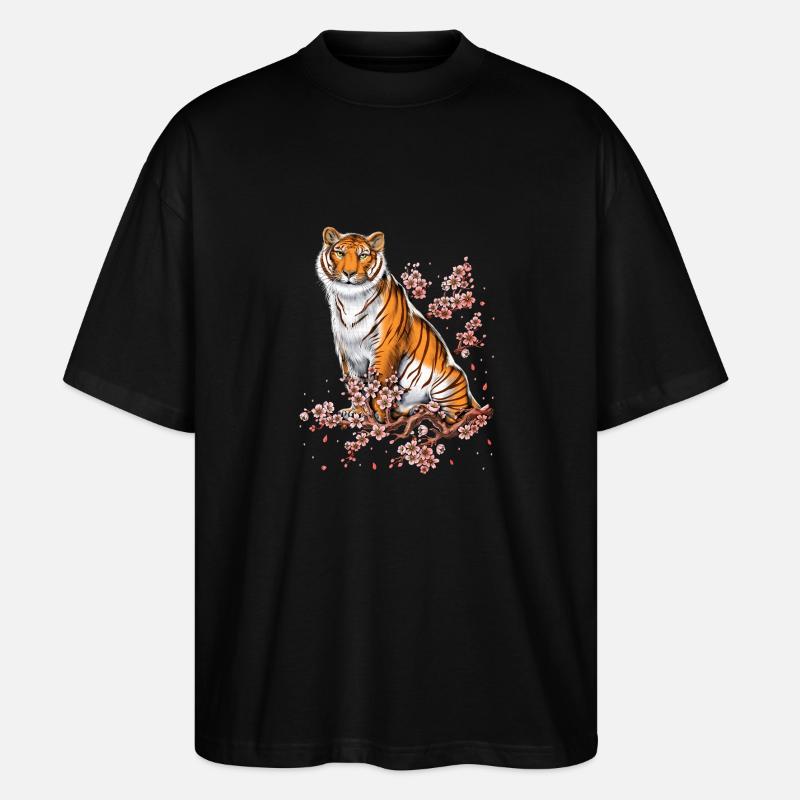 Kirschblüten-Tiger - Stanley/Stella Oversized Unisex Bio T-Shirt Blaster 2.0 - Schwarz