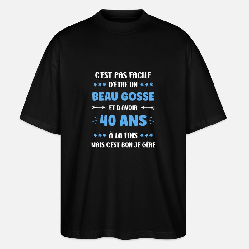 40 ANS - T-shirt bio Blaster 2.0 coupe oversize Stanley/Stella Unisexe - noir