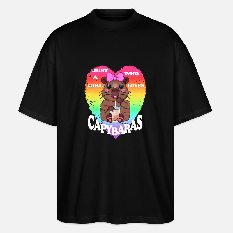 Capybara Bubble tea - Stanley/Stella Oversized Unisex Bio T-Shirt Blaster 2.0 - Schwarz