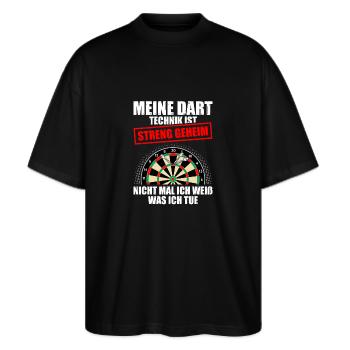 Dartspieler Darts Meine Meine Dart Technik - Stanley/Stella Oversized Unisex Bio T-Shirt Blaster 2.0 - Schwarz - Vorne - Alina (178cm) & Michal (187cm)