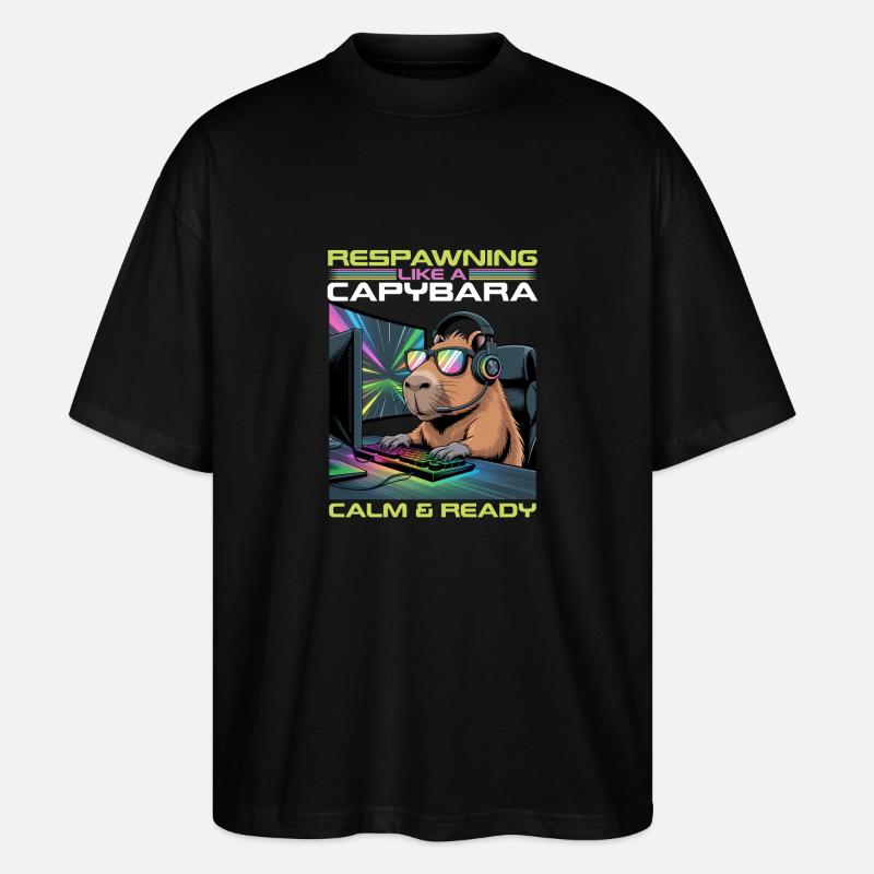 Capybara PC Gamer Gaming - Stanley/Stella Oversized Unisex Bio T-Shirt Blaster 2.0 - Schwarz