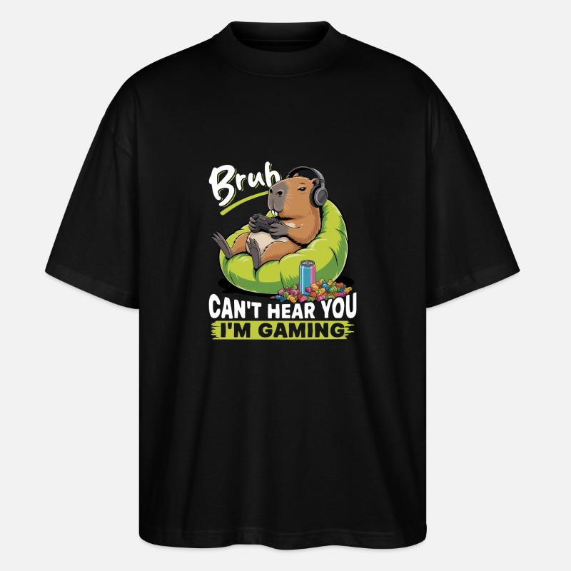 Capybara Gamer Gaming - Stanley/Stella Oversized Unisex Bio T-Shirt Blaster 2.0 - Schwarz