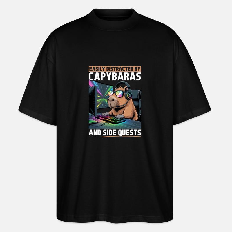 Capybara PC Gamer Gaming - T-shirt bio Blaster 2.0 coupe oversize Stanley/Stella Unisexe - noir