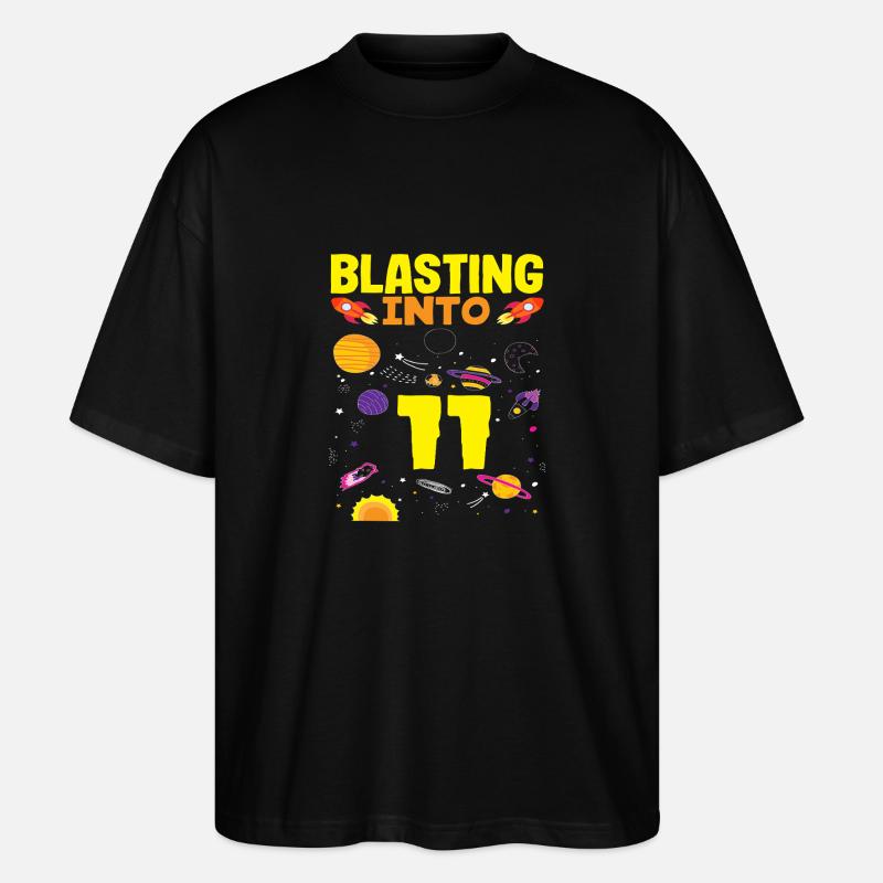 Aventure spatiale avec 11 planètes - T-shirt bio Blaster 2.0 coupe oversize Stanley/Stella Unisexe - noir