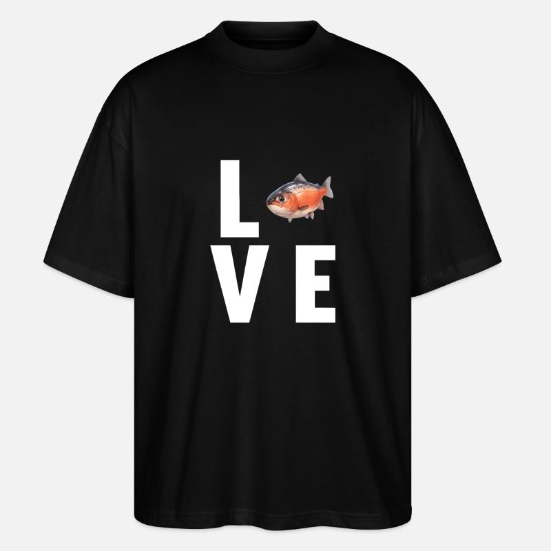 Lachse Lachs - Stanley/Stella Oversized Unisex Bio T-Shirt Blaster 2.0 - Schwarz