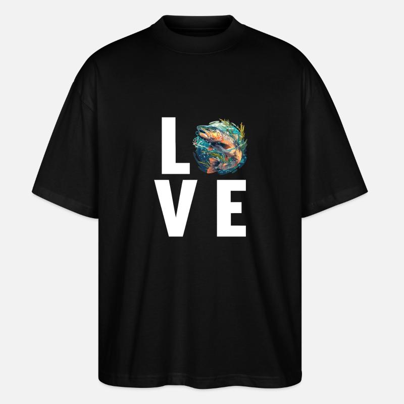 Lachse Lachs - Stanley/Stella Oversized Unisex Bio T-Shirt Blaster 2.0 - Schwarz