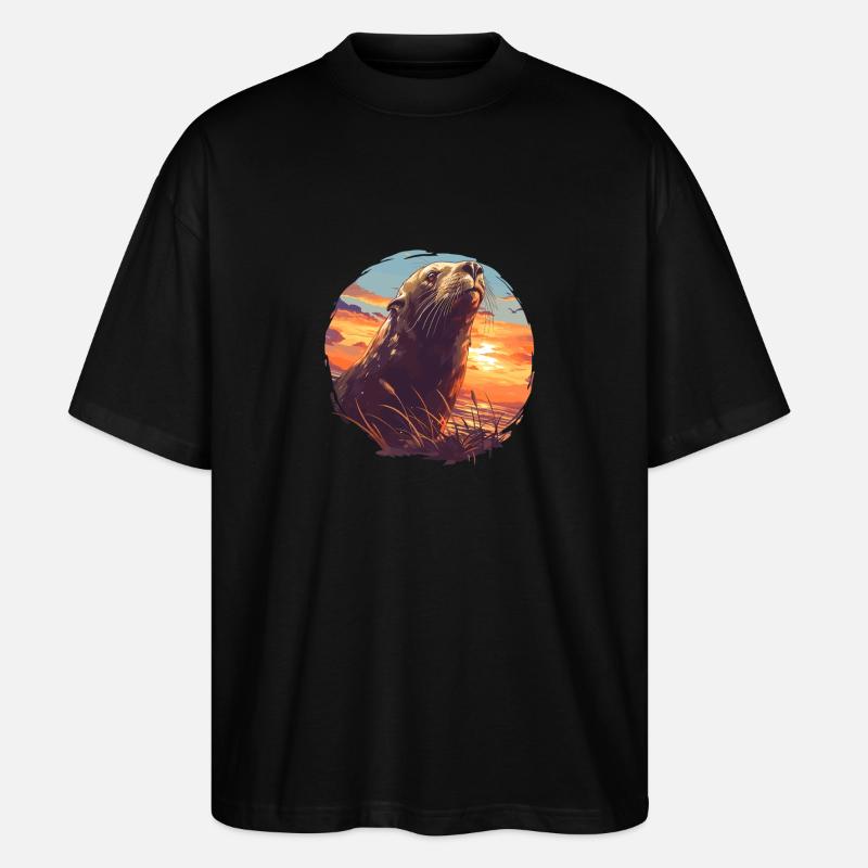 Seelöwen Seelöwe - Stanley/Stella Oversized Unisex Bio T-Shirt Blaster 2.0 - Schwarz