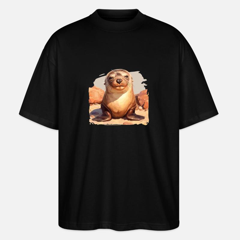 Seelöwen Seelöwe - Stanley/Stella Oversized Unisex Bio T-Shirt Blaster 2.0 - Schwarz