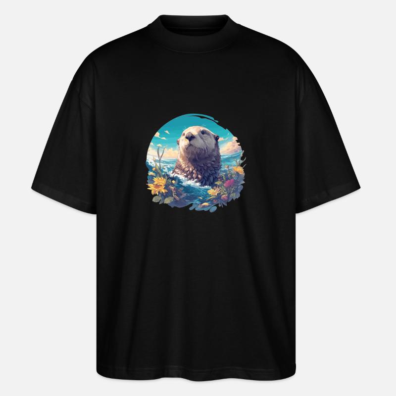 Loutre de mer - T-shirt bio Blaster 2.0 coupe oversize Stanley/Stella Unisexe - noir