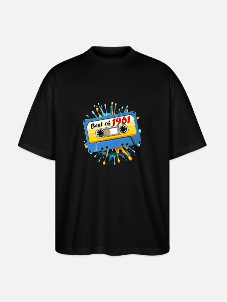 1961 MUSIC CASSETTE BEST OF - Stanley/Stella Oversized Unisex Organic T-shirt Blaster 2.0 - black