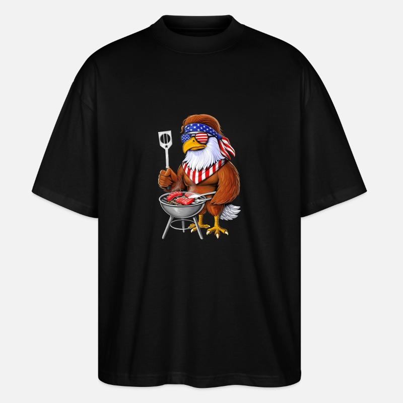 American Bald Eagle Barbecue - Stanley/Stella Oversized Unisex Organic T-shirt Blaster 2.0 - black