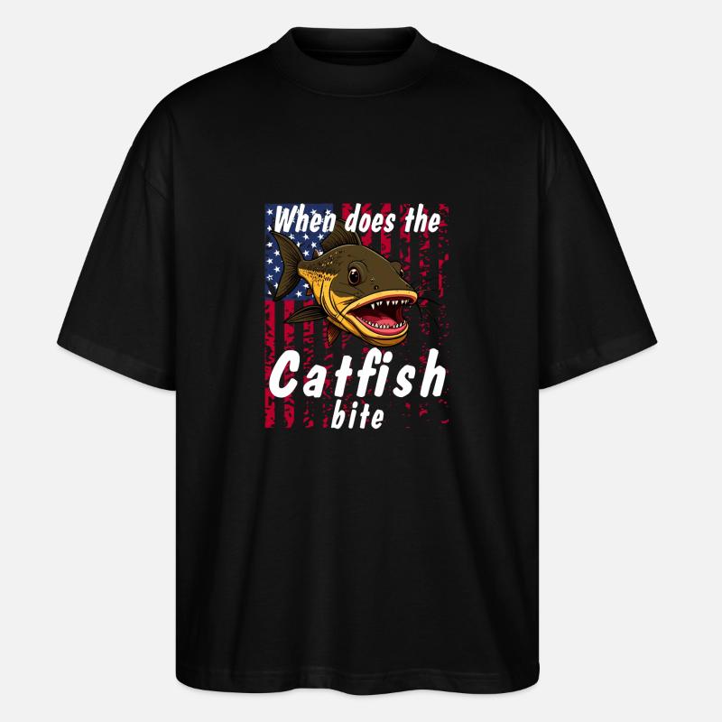 When does the catfish bite - Stanley/Stella Oversized Unisex Bio T-Shirt Blaster 2.0 - Schwarz