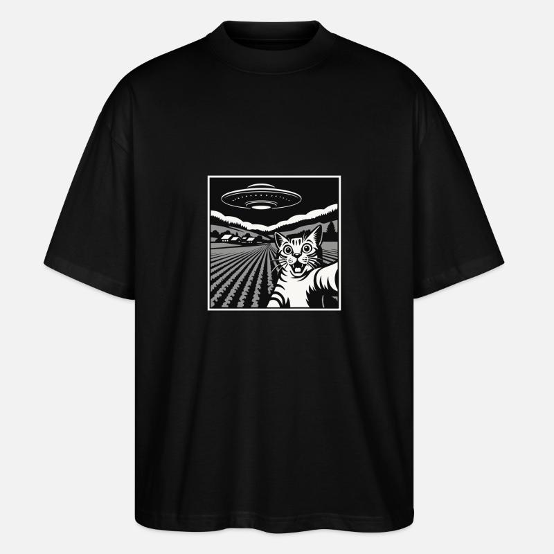 Funny Cat, Alien Machine - Stanley/Stella Oversized Unisex Bio T-Shirt Blaster 2.0 - Schwarz