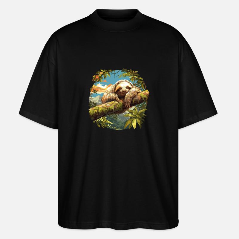 Faultiere Faultier - Stanley/Stella Oversized Unisex Bio T-Shirt Blaster 2.0 - Schwarz