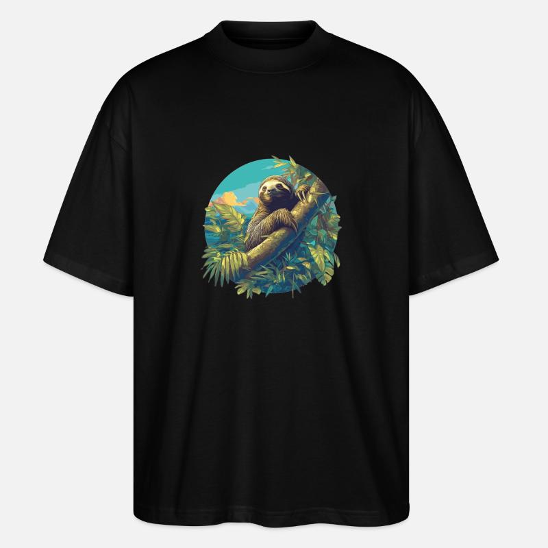 Faultiere Faultier - Stanley/Stella Oversized Unisex Bio T-Shirt Blaster 2.0 - Schwarz