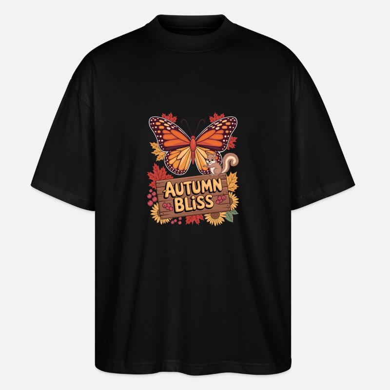 Joie d’automne Papillon Écureuil et - T-shirt bio Blaster 2.0 coupe oversize Stanley/Stella Unisexe - noir
