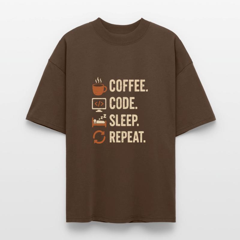 Codeur Geek Routine – Café, Code, Dodo, Encore T-shirt bio Blaster 2.0 coupe oversize Stanley/Stella Unisexe