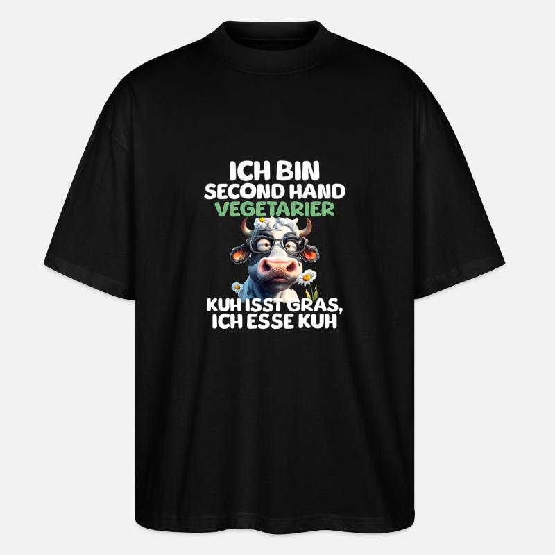 Second Hand Vegetarier - Stanley/Stella Oversized Unisex Bio T-Shirt Blaster 2.0 - Schwarz