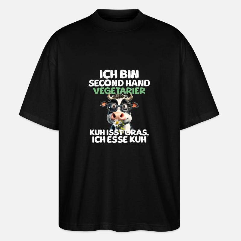 Second Hand Vegetarier - Stanley/Stella Oversized Unisex Bio T-Shirt Blaster 2.0 - Schwarz