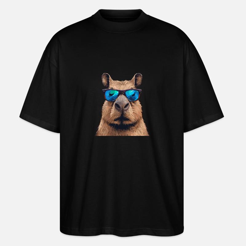 Cooles Capybara mit Sonnenbrille - Stanley/Stella Oversized Unisex Bio T-Shirt Blaster 2.0 - Schwarz