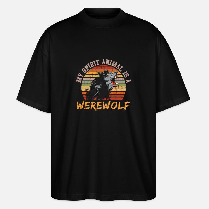 Mein Geistes Tier ist Werwolf - Stanley/Stella Oversized Unisex Bio T-Shirt Blaster 2.0 - Schwarz