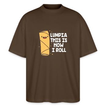 Filipino Philippines - Stanley/Stella Oversized Unisex Organic T-shirt Blaster 2.0 - mocha - Front - Alina (178cm) & Michal (187cm)