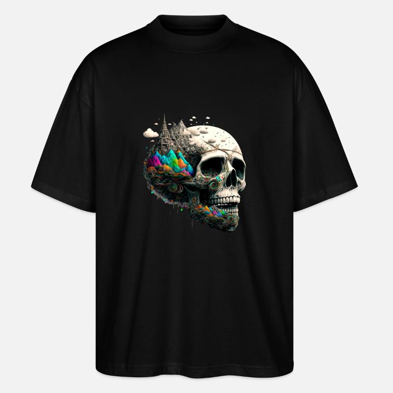 Farbenfroher Totenkopf - Stanley/Stella Oversized Unisex Bio T-Shirt Blaster 2.0 - Schwarz