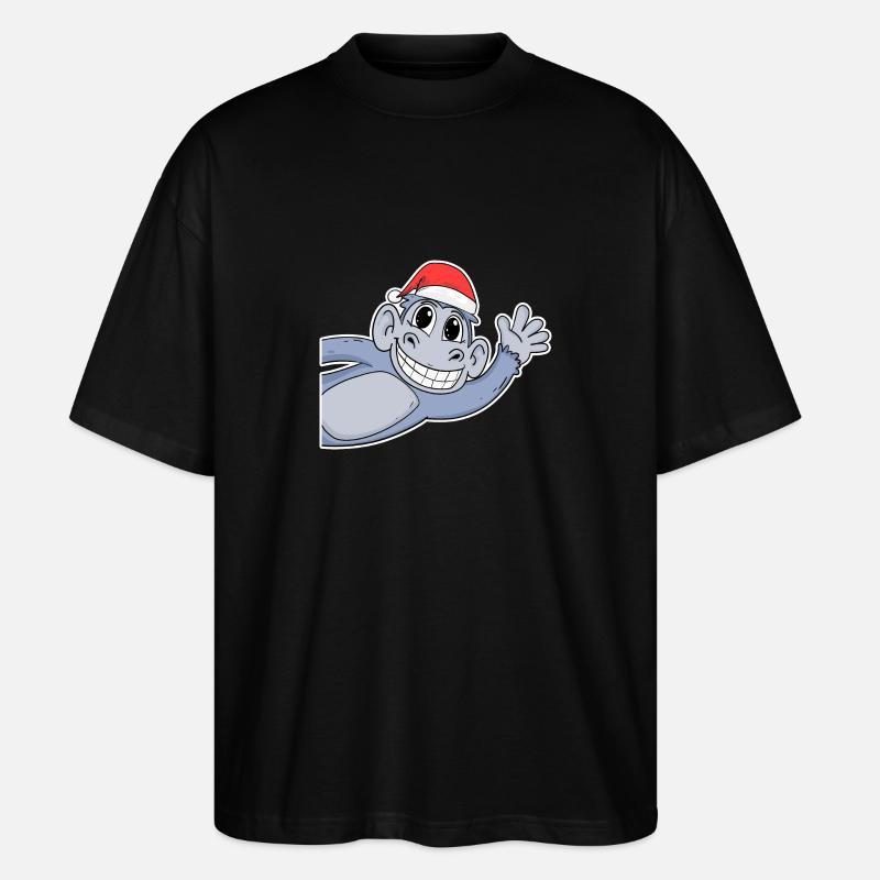 Noël singe - T-shirt bio Blaster 2.0 coupe oversize Stanley/Stella Unisexe - noir